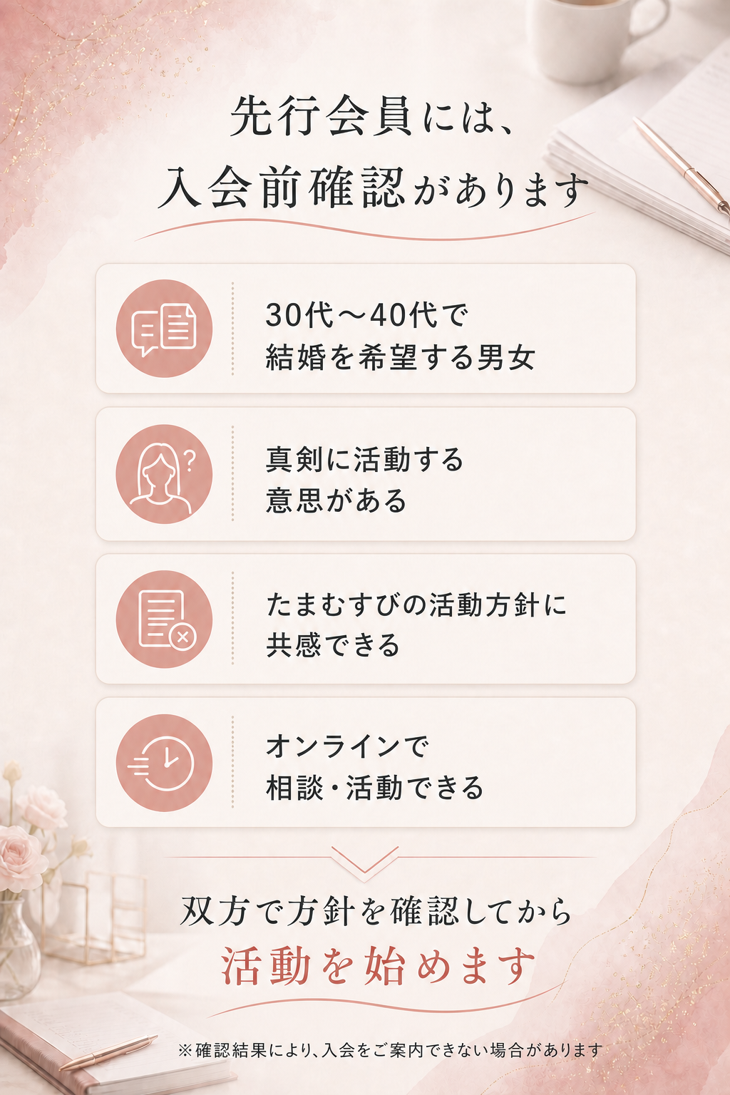 先行会員の条件と入会前確認について。